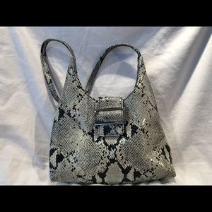 Small knockoff gray snake skin purse
